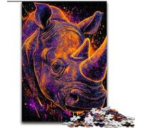 Puzzle 1000 pièces pour Adultes Puzzle rhinocéros mystérieux pour Adolescents et familles Décoration DIY Parfaite et défi cérébral (Taille 26x38cm)
