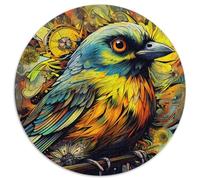 Puzzle 1000 pièces pour Adultes. Puzzle Rond en Carton « Moineau Vert » pour développer la Coordination œil-Main. Idéal comme Cadeau d'anniversaire (67,5 x 67,5 cm).