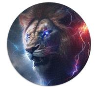 Puzzle 1000 pièces pour Adultes, Puzzle Rond en Papier, Motif Lion de l'espace, pour Les Anniversaires, Noël, Halloween, Thanksgiving et Pâques (67,5 x 67,5 cm)