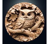 Puzzle 1000 pièces pour adultes, puzzle rond impossible classique Jigsaw 67,5 x 67,5 cm, carton bleu puzzle irrégulier unique pour la famille et les amis - Sculpture sur bois 3D hibou