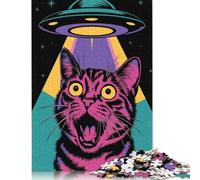 Puzzle 1000 pièces pour Adultes, Puzzle Standard, Chat surpris, OVNI, décoration familiale, Jouet éducatif, 1000 pièces (38 x 26 cm)