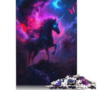 Puzzle 1000 pièces pour Adultes, Puzzle Standard, Licorne Noire dans la nébuleuse, décoration familiale, Jouet éducatif, 1000 pièces (38 x 26 cm)