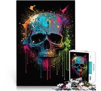 Puzzle 1000 pièces pour Adultes Puzzle tête de Mort Décoration Murale 26x38cm Soulagement du Stress Staycation Tuer Le Temps pour Adolescent 14 Ans et Plus