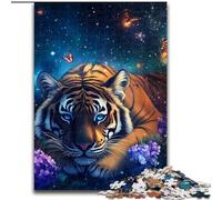 Puzzle 1000 pièces pour Adultes Puzzle Tigre tombé en Bois Un Casse-tête Stimulant pour Les Adolescents, Parfait pour la décoration intérieure ou comme Cadeau Taille 50X75CM