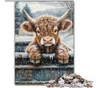 Puzzle 1000 pièces pour Adultes, Puzzle Vache des Highlands, idéal pour Les Adolescents, Les Liens familiaux, Les Casse-têtes et la décoration d'intérieur DIY, 50x75cm