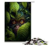 Puzzle 1000 pièces pour Adultes Puzzle Vert Animaux de la forêt Singe décoration Murale adapté à la décoration de Bureau 75 x 50 cm