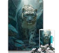 Puzzle 1000 pièces pour Adultes, Puzzles Animaux léopard des neiges pour Adultes, Jouet éducatif, Jeux familiaux Amusants, décoration d'intérieur Unique (Taille 38x26cm)