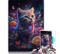 Puzzle 1000 pièces pour Adultes, Puzzles Chat et Fleur néon pour Adultes, Parfaits pour Les soirées Jeux, Jouet coloré pour la Maison (Taille 38x26cm)