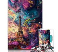 Puzzle 1000 pièces pour Adultes, Puzzles Eiffel psychédéliques, Jouets de Jeu, Chaque pièce est Unique - Jeu Familial Stimulant et Amusant (Taille 75x50cm)