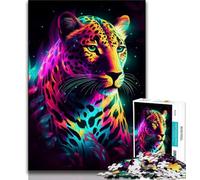 Puzzle 1000 pièces pour Adultes - Puzzles Léopard Néon pour Adultes, Parfaits pour Les soirées Jeux, Jouet coloré pour la Maison (Taille 38x26cm)