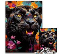 Puzzle 1000 pièces pour Adultes Puzzles léopard Noir pour Adultes Parfait pour Halloween, Noël, Cadeau d'anniversaire 26x38cm / 10,23x14,96 Pouces