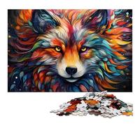 Puzzle 1000 pièces pour Adultes Puzzles psychédéliques colorés en Forme de Renard Arctique pour Adultes et Enfants Puzzle en Papier Excellent Cadeau 1000 pièces (38 x 26 cm)