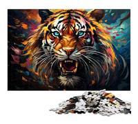 Puzzle 1000 pièces pour Adultes Puzzles Tigre artistiques colorés pour Adultes et Enfants Puzzle en Bois Superbe Cadeau 1000 pièces (75 x 50 cm)