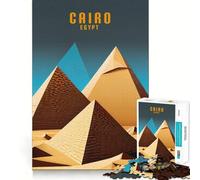 Puzzle 1000 pièces pour Adultes Pyramides du Caire Égypte Design soigné Décoration Jeu de Construction Jeu de Paix Décoration d'anniversaire Cadeau (38x52cm)