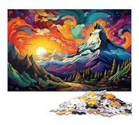Puzzle 1000 pièces pour Adultes Pyramides mayas psychédéliques colorées dans Le désert Jeu intellectuel Stimulant et Jeu Familial 1000 pièces (38 x 26 cm)