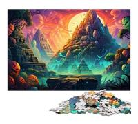 Puzzle 1000 pièces pour Adultes Pyramides mayas psychédéliques colorées dans Le désert Jeux éducatifs Cadeaux de Noël et d'anniversaire pour Adolescents de 14 Ans et Plus 1000 pièces (38 x 26 cm)
