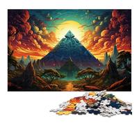Puzzle 1000 pièces pour Adultes Pyramides mayas psychédéliques colorées dans Le désert Puzzles pour Adultes et Enfants Puzzle en Bois Superbe Cadeau 1000 pièces (75 x 50 cm)