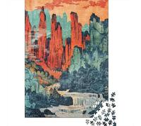 Puzzle 1000 Pièces pour Adultes Rainy Mountain Landscape Puzzle Adulte - Jeux Relaxants - Course De Vitesse Manuelle - Cadeau d'anniversaire Unique 52x38cm/1000pcs