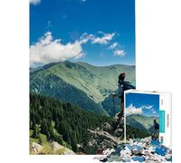Puzzle 1000 pièces pour Adultes Randonneur au Sommet d'une Montagne avec Sac à Dos Jeu Relaxant défi intellectuel Jouet addictif pour Toute la Famille (38x52cm)