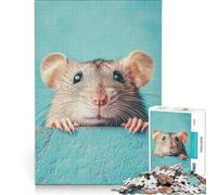 Puzzle 1000 pièces pour Adultes Rat Mignon Qui Regarde par-Dessus Le Bord, Jeu Impossible, Analyse et logique, renforce l'amour Entre Les Couples 50x75cm