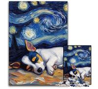 Puzzle 1000 pièces pour Adultes Rat Terrier Ciel étoilé Puzzles stimulants pour Les Cerveaux - Jouet Relaxant pour Adolescents 50x75cm/19,68x29,52 Pouces