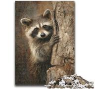 Puzzle 1000 pièces pour Adultes Raton Laveur dans Un Arbre Puzzle 1000 pièces, Jeux éducatifs, décoration d'intérieur, Cadeau d'anniversaire, Cadeaux, Art Mural (26x38cm)
