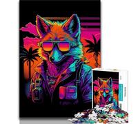 Puzzle 1000 pièces pour Adultes Red Fox Bomber Gangster 1000 pièces pour Adolescents Jeux d'activités familiales stimulants Jouet de Bricolage pour décoration Murale de la Maison Cadeaux 38x26cm