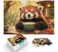 Puzzle 1000 pièces pour Adultes, Red Panda Enjoying Matcha Tea | Pour un loisir concentré : ce puzzle 1000 pièces pour adultes s'intègre à une routine de puzzle régulière.