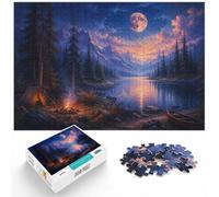 Puzzle 1000 pièces pour Adultes, Red River Under a Full Moon | Pour partager des soirées d'hiver : ce puzzle 1000 pièces adulte convient aux loisirs calmes sans écran.