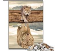 Puzzle 1000 pièces pour Adultes, reflet du Loup du désert, en Bois, idéal pour décorer ou Offrir en Cadeau d'anniversaire, 50x75cm, idéal pour Un Anniversaire, des Vacances, Noël ou Halloween.
