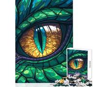 Puzzle 1000 pièces pour Adultes Regard de Dragon Vitrail Jeu Impossible pour Les Amateurs de Jeux et pour améliorer la mémoire (38x52cm)