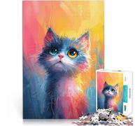 Puzzle 1000 pièces pour Adultes Regard de Whimsy Cat Jouet éducatif d'apprentissage avec des pièces de Formes aléatoires entièrement imbriquées 52x38cm