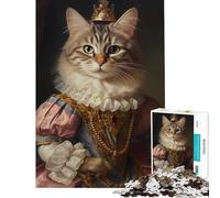 Puzzle 1000 pièces pour Adultes Reine Chat Médiévale Décoration Jeu intellectuel et éducatif Cadeau Amusant et Humoristique pour Les Anniversaires (Dimensions 75x50cm)