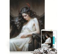 Puzzle 1000 pièces pour Adultes Reine Lilith Démone et Gargouille Jeu Impossible Analyse et Logique Renforce l'amour Entre Les Couples 50x75cm