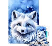 Puzzle 1000 pièces pour Adultes Renard Arctique Mignon Jeu Relaxant et éducatif Jouet Stimulant Cadeau de Père Noël Secret décoration Parfaite (Taille 38x52cm)