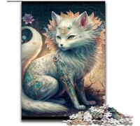 Puzzle 1000 pièces pour Adultes, Renard Blanc Fantaisie coloré en Bois, pour Les 14 Ans et Plus, 50x75cm, Jeu de réflexion pour Adolescents, pour Les fêtes