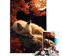Puzzle 1000 pièces pour Adultes Renard endormi sous la Lune d'automne Décoration Murale Défi Difficile Idéal comme Cadeau pour Toute la Famille (Dimensions 38x52cm)