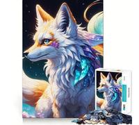 Puzzle 1000 pièces pour Adultes Renard Esprit céleste dans Une Nuit Mystique Découpe précise Jeu de réflexion et de détente Cadeau Artistique de Noël (38x52cm)