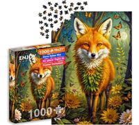 Puzzle 1000 pièces pour Adultes - Renard Magique dans Une forêt Fleurie | Finition Mate antireflet | Puzzle Amusant et exigeant | 68 x 48 cm | Cadeau Original | Enjoy