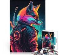 Puzzle 1000 pièces pour Adultes Renard néon Jouets addictifs pour Le défi de l'intelligence cérébrale Jeu de défi Unique 52x38cm