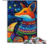 Puzzle 1000 pièces pour Adultes Renard Portant Un Foulard, idéal pour Les Adolescents, Les Liens familiaux, Les Casse-têtes et Les décorations d'intérieur DIY (Taille 26x38cm)