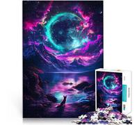 Puzzle 1000 pièces pour Adultes Renard sous la Lune de néon Jouet éducatif intellectuel décompressant Décoration Parfaite 38x26cm