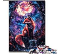 Puzzle 1000 pièces pour Adultes Renard sous la Lune, Jouets éducatifs et Anti-Stress, Interaction Parent-Enfant (Taille 50x75cm)