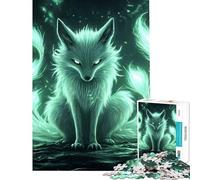 Puzzle 1000 pièces pour Adultes Renard Vert Mystique Défi éducatif Difficile Jeu de détente Convient aux 14 Ans et Plus (38x26cm)