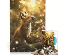 Puzzle 1000 pièces pour Adultes Renardeaux dans la forêt enchantée, Jeu Impossible, activités Amusantes à la Maison, idéal pour décorer Un Bureau 50x75cm