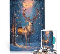 Puzzle 1000 pièces pour Adultes Renne au Pays des Merveilles Hivernales Impossible Décoration Murale, Cadeaux Uniques pour Anniversaire et Noël 38x26cm
