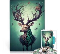 Puzzle 1000 pièces pour Adultes Renne dans la forêt Défi Difficile pour soulager Le Stress Interaction Parent-Enfant 50x70cm