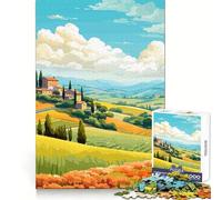 Puzzle 1000 pièces pour Adultes,représentant Les collines calmes de Toscane,idéal pour stimuler l'esprit et se détendre Ajustement précis Cadeau de Noël Parfait (38x52cm)