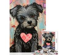 Puzzle 1000 pièces pour Adultes représentant Un Chien Cairn Terrier avec Un cœur de Saint-Valentin Jeu Relaxant et Stimulant idéal à Monter soi-même Cadeau d'anniversaire ou de Voyage (38x52cm)