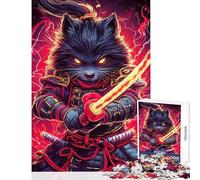 Puzzle 1000 pièces pour Adultes représentant Un samouraï Un Schnauzer Miniature avec Katana Jeu Relaxant avec des Animaux activités familiales Jouet Anti-Stress Cadeau d'anniversaire ou de Voyage